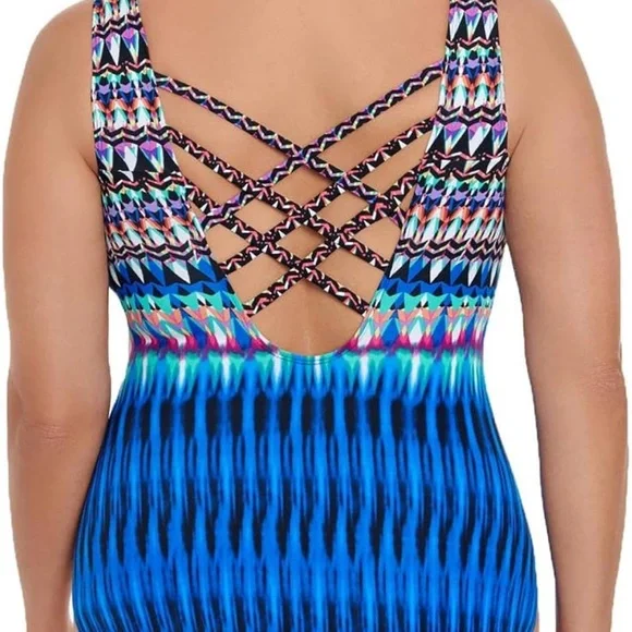 Swim Solutions Multicolor One-Piece Swimsuit - Picture 2 of 8
